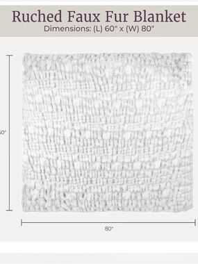 Lavish Gray Ruched Faux Fur Throw